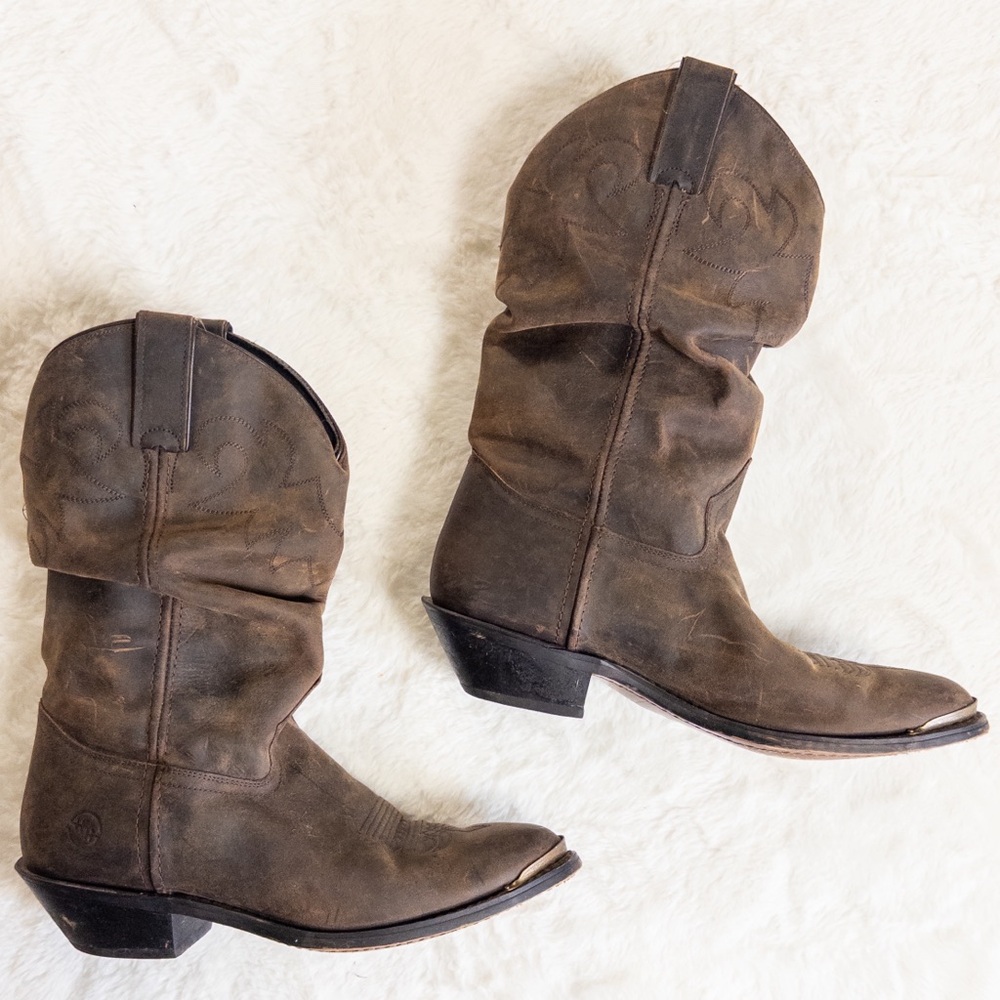 Double H Brown Leather Cowboy Boots - Picture 3 of 10